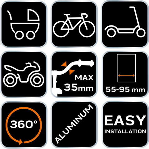 Aluminiowy uchwyt na telefon do roweru