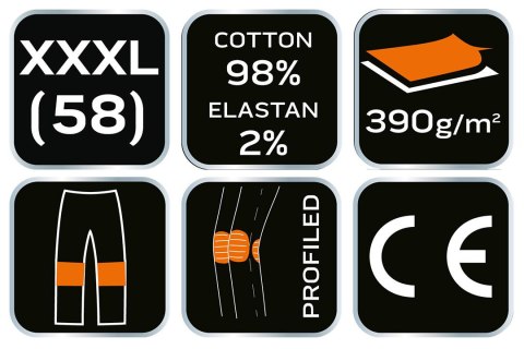 Spodnie robocze DENIM, czarne, rozmiar XXXL Spodnie robocze DENIM, czarne, rozmiar XXXL