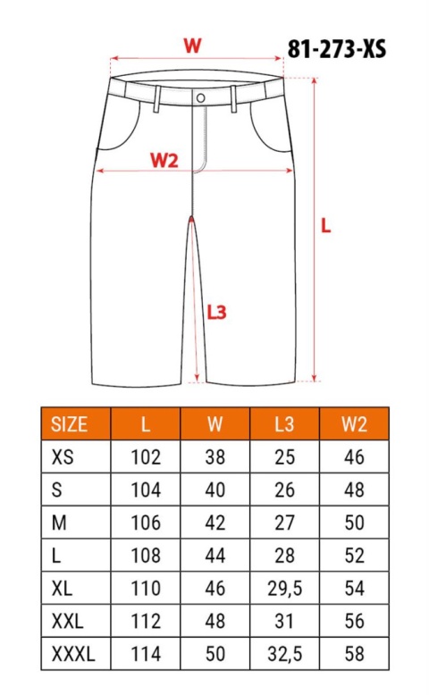 Krótkie spodenki robocze DENIM, czarne, rozmiar XS