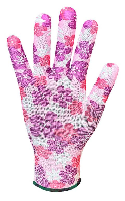 Rękawice ogrodowe , poliester, wzór kwiatki, rozmiar 7''