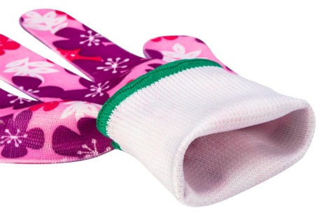 Rękawice ogrodowe , poliester, wzór kwiatki, rozmiar 7''