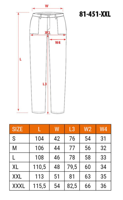 Spodnie robocze, rozmiar XXL Spodnie robocze, rozmiar XXL