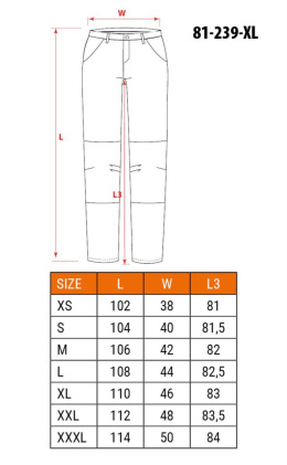 Spodnie robocze HD Slim, kieszenie 81-239-XL