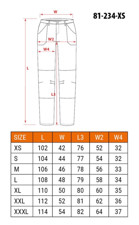 Spodnie robocze Premium PRO, rozmiar XS