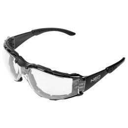 Okulary ochronne z wkładką piankową, białe soczewki
