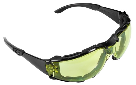 Okulary ochronne z wkładką piankową, żółte soczewki