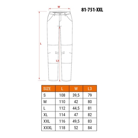 Spodnie robocze ostrzegawcze orange L 81-751 NEO