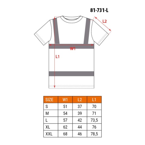 T-shirt ostrzegawczy, ciemny dół, pomarańczowy XXL