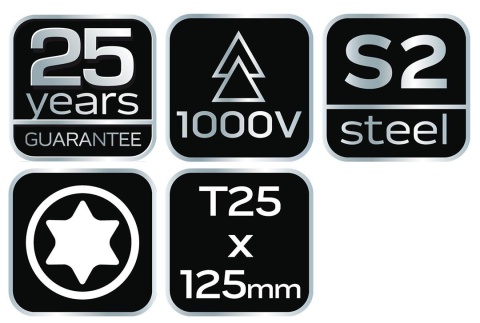 Wkrętak Torx 1000V,T25 x 125 mm 04-074