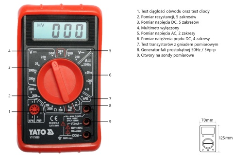 MIERNIK CYFROWY UNIWERSALNY; BUZER YT-73080 YATO