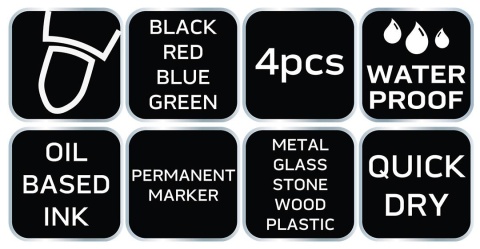 Marker budowlany, 4 kolory, permanentny, wodoodp
