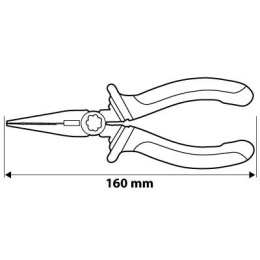 Szczypce wydłużone proste 160 mm 1000V, CrV, polerowan