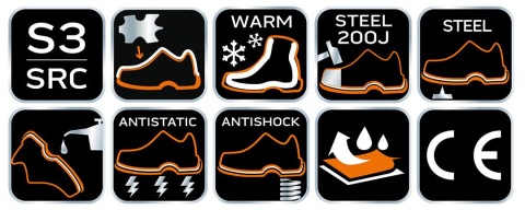 Trzewiki robocze ocieplane S3 SRC, stalowy podnosek i wkładka antyprz