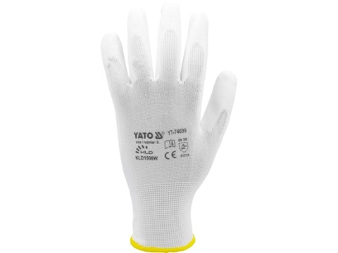 RĘKAWICE ROBOCZE NYLON/PU BIAŁE 10 YT-7470