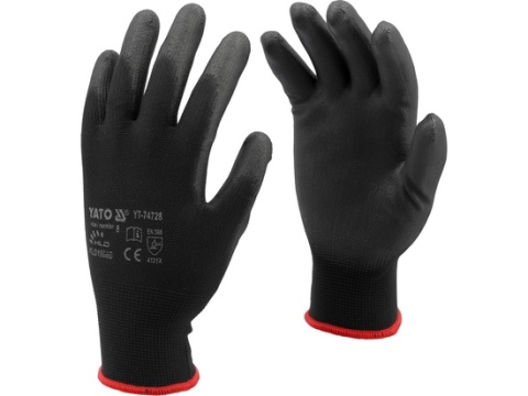 RĘKAWICE ROBOCZE NYLON/PU CZARNE 10 YT-7473 YATO