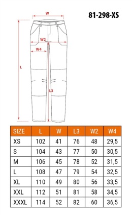 Spodnie robocze 81-298-3-XS NEO TOOL