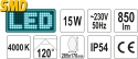 LAMPA ŚCIENNA ZEWNĘTRZNA LED 15W CZARNA OWALNA YT-81842 YATO