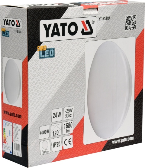 LAMPA ŚCIENNA LED 24W OKRĄGŁA IP20 4000K Yato