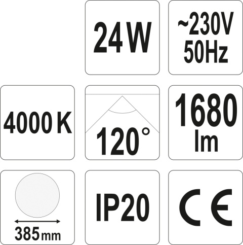 LAMPA ŚCIENNA LED 24W OKRĄGŁA IP20 4000K