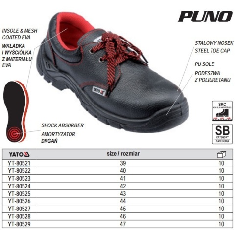 PÓŁBUT ROBOCZY PUNO SB rozmiar 47 YT-80529 YATO