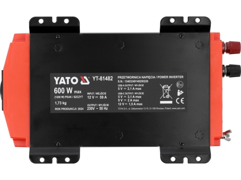PRZETWORNICA NAPIĘCIA 12/230V 600W YT-81482 YATO
