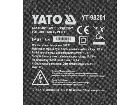SKŁADANY PANEL SŁONECZNY 200W 4W1 YT-98201 YATO