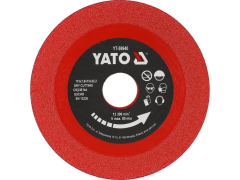 TARCZA DIAMENTOWA 115MM X 22,23MM YT-59940 YATO
