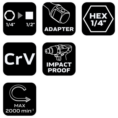 ADAPTER Z 1/4" HEX NA 1/2" KWADRAT 56-556 NEO TOOLS