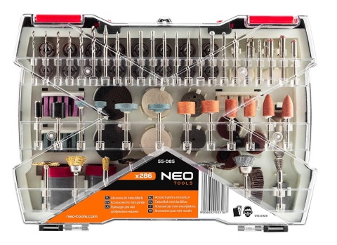 AKCESORIA DO MINISZLIFIERKI, ZESTAW 286 SZT. 55-085 NEO TOOLS