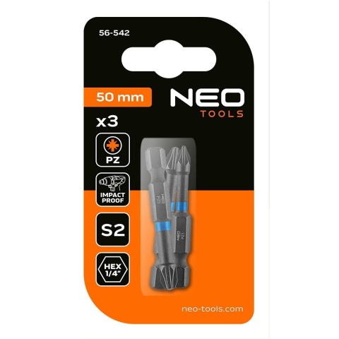 BITY UDAROWE PZ1/2/3 x 50 mm, 3 szt. 56-542 NEO TOOLS