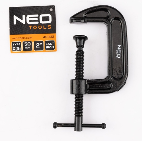 ŚCISK STOLARSKI (śrubowy), TYP C (G), 50 mm (2"), ŻELIWNY 45-551 NEO TOOLS