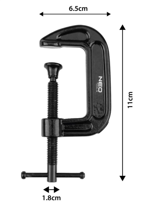 ŚCISK STOLARSKI (śrubowy), TYP C (G), 50 mm (2"), ŻELIWNY 45-551 NEO TOOLS