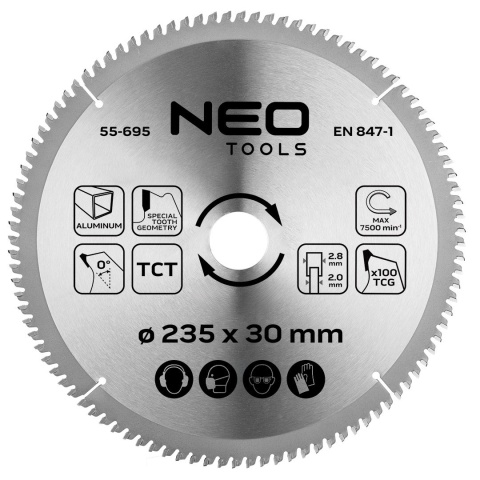 TARCZA DO PILARKI, WIDIOWA, 235 x 30 mm 55-695 NEO TOOLS
