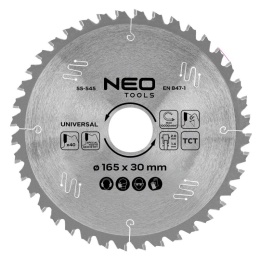 TARCZA DO PILARKI, WIDIOWA 165 x 30 mm, 40 ZĘBÓW 55-545 NEO TOOLS