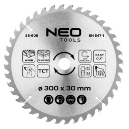 TARCZA DO PILARKI, WIDIOWA 300 x 30 mm, 40 ZĘBÓW 55-606 NEO TOOLS