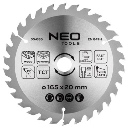 TARCZA DO PILARKI, ZAGŁĘBIARKI, WIDIOWA 165 x 1.5 x 2.6 x 20 mm 55-686 NEO TOOLS