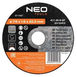 TARCZA TNĄCA DO KAMIENIA 115 x 1.6 x 22.2 mm, 41 C 46-R-BF 57-720 NEO TOOLS