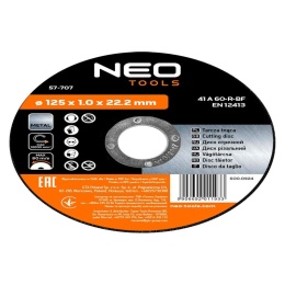 TARCZA TNĄCA DO METALU 125 x 1.0 x 22.2 mm, 41 A60-R-BF 55-576 NEO TOOLS