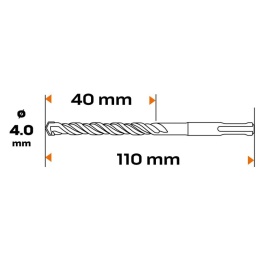 WIERTŁO DO BETONU SDS PLUS, 4 x 110 mm, S4, QUATRO 57-400 NEO TOOLS