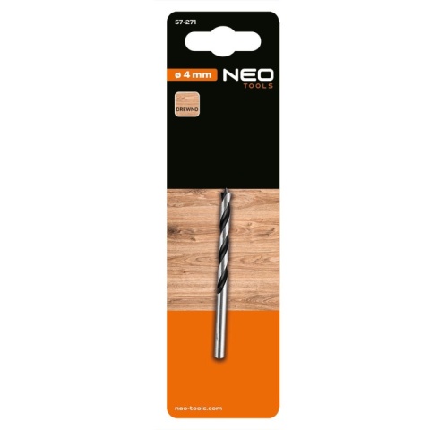 WIERTŁO DO DREWNA SPIRALNE, 4 x 75 mm 57-271 NEO TOOLS