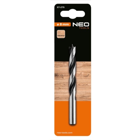 WIERTŁO DO DREWNA SPIRALNE, 8 x 110 mm 57-275 NEO TOOLS