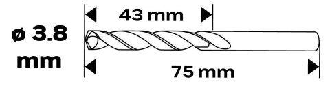 WIERTŁO DO METALU HSS-CNC, 124°, "Pro-Tec", 3.8 mm 55-017 NEO TOOLS