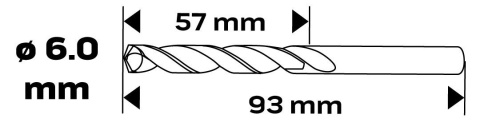 WIERTŁO DO METALU HSS-CNC, 124°, "Pro-Tec", 6.0 mm 55-025 NEO TOOLS