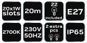 Girlanda 20m + 22 żarówki filament 99-106 NEO TOOL