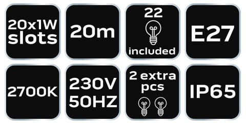 Girlanda 20m + 22 żarówki filament 99-106 NEO TOOL