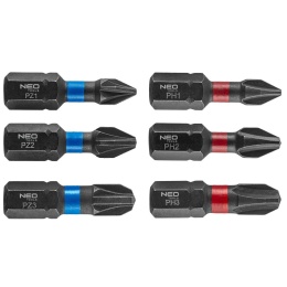BITY UDAROWE PH1/2/3, PZ1/2/3 x 25 mm, 6 szt. 56-540 NEO TOOLS