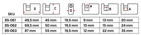 KŁÓDKA TRZPIENIOWA 70 mm, 3 KLUCZE 85-062 NEO TOOLS