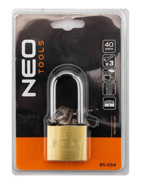 KŁÓDKA Z DŁUGIM JARZMEM 40 mm, 3 KLUCZE 85-054 NEO TOOLS