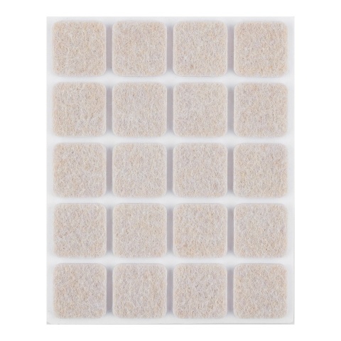 PODKŁADKI FILCOWE SAMOPRZYLEPNE, JASNOBRĄZOWE 20X20 mm, 20 szt. 85-203 NEO TOOLS