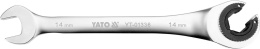 Klucz oczkowy półotwarty z grzechotką 14 mm YATO YT-01336 - satynowe wykończenie, mechanizm zapadkowy 72 zęby, profil AS-DRIVE